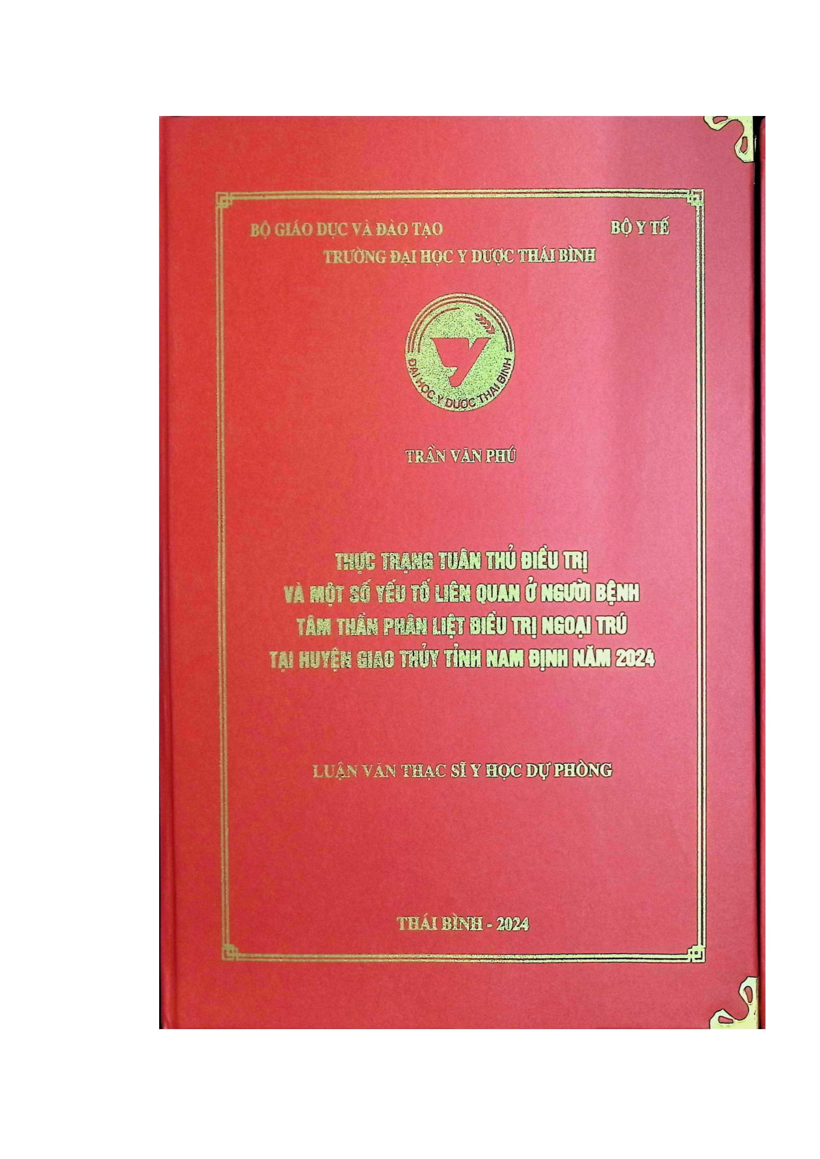 Thực trạng tuân thủ điều trị và một số yếu tố liên quan ở người bệnh tâm thần phân liệt điều trị ngoại trú tại huyện Giao Thuỷ tỉnh Nam Định năm 2024.